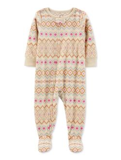 Toddler Girls Fair Isle Fleece Footed Pajamas