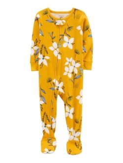 1-Piece Floral 100% Snug Fit Cotton Footie PJs