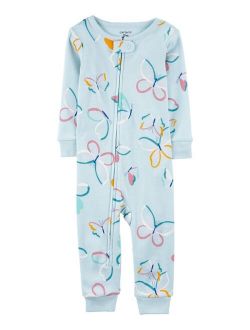 Toddler Girls One-Piece Butterfly Snug Fit Footless Pajama