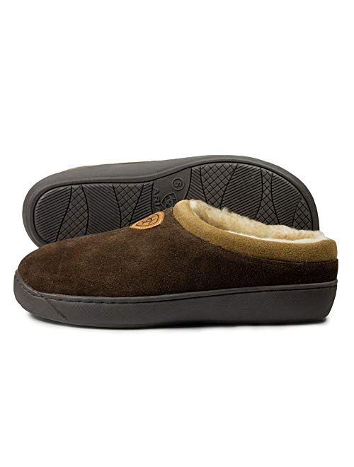 ARIAT Men's Genuine Suede Indoor & Outdoor Rubber Outsoles Cosy Scuff Slippers