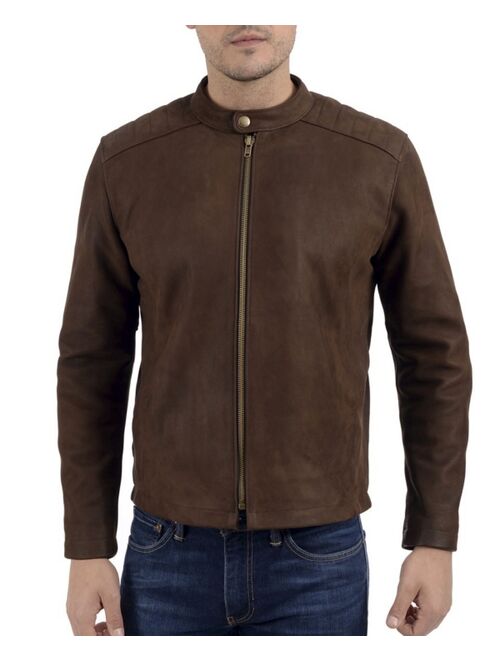 Frye Men's Banded Collar Leather Jacket