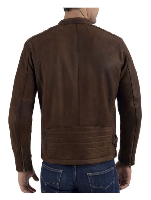 Frye Men's Banded Collar Leather Jacket