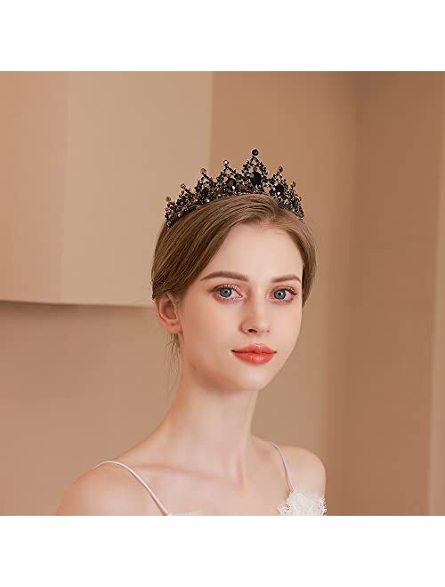 Kamirola - Queen Crown and Tiara Princess Crown for Women and Girls Crystal Headbands for Bridal, Princess for Wedding and Party (Black)