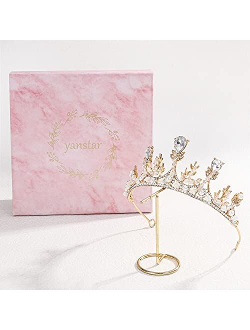 Yanstar Gold Princess Crown for Girls, Crystal Birthday Tiaras for Toddler Little Girl Big Kid Girl Prom Costume Party Accessories
