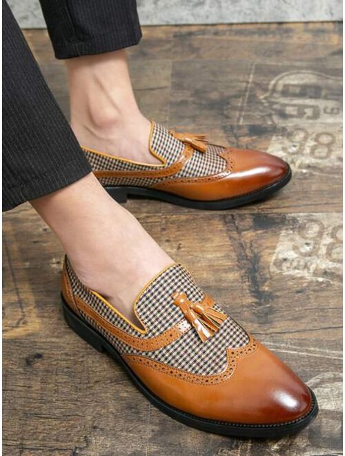 Shein Men Wingtip Detail Colorblock Tassel Loafers