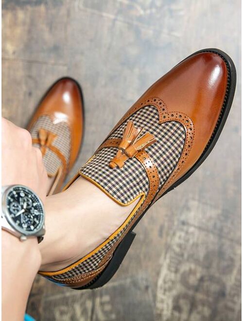 Shein Men Wingtip Detail Colorblock Tassel Loafers