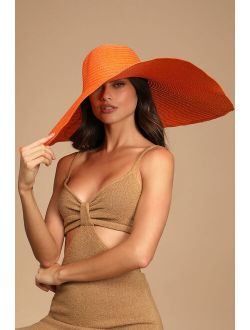 Top Deck Orange Oversized Packable Wide-Brim Straw Hat