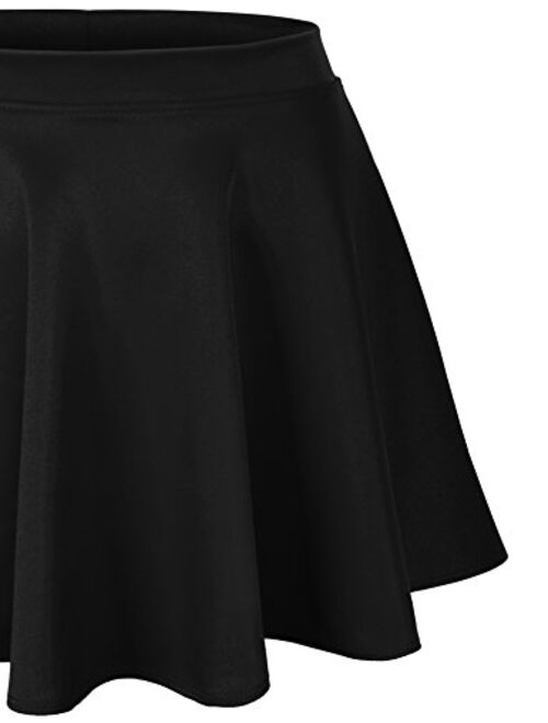 KOGMO Womens Basic Solid Versatile Stretchy Flared Casual Mini Skater Skirt