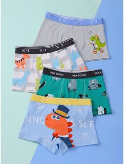 Boys 4pcs Cartoon & Letter Graphic Boxer Brief