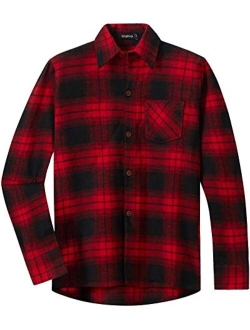 Spring&Gege Boys Casual Long Sleeve Plaid Flannel Button Down Shirt for Children (2-14 Years)