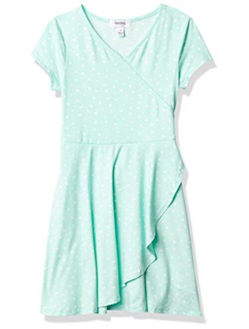 Speechless Girls' Short Sleeve Faux Wrap Knit Dress
