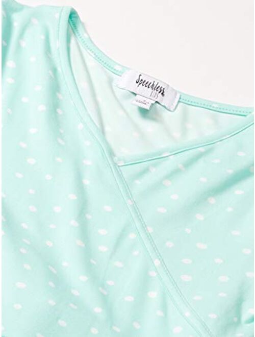 Speechless Girls' Short Sleeve Faux Wrap Knit Dress