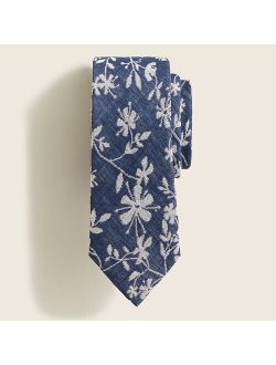 Italian cotton-linen floral tie