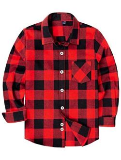 siliteelon Toddler Baby Boys Plaid Flannel Shirt Long Sleeve Button Down Shirts