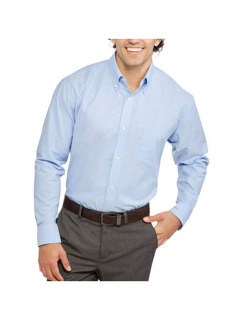 George Men's and Big Men's Long Sleeve Oxford Shirt, Up to 3XL