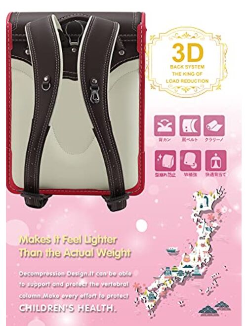 Baobab's wish Ransel Randoseru Backpack Upscale Nobility Japanese School Bags For Girls BEST GIFT FOR KIDS (SKY BLUE, BUTTERFLY)