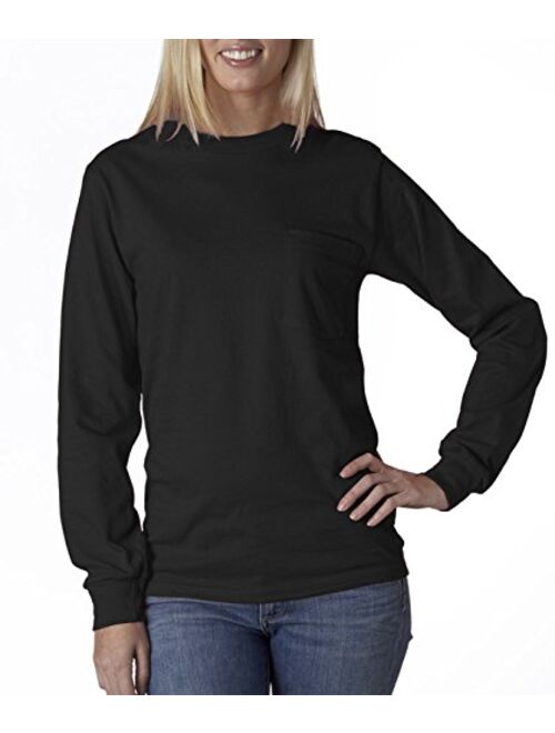 Gildan Ultra Cotton Long Sleeve T-Shirt with a Pocket, Black