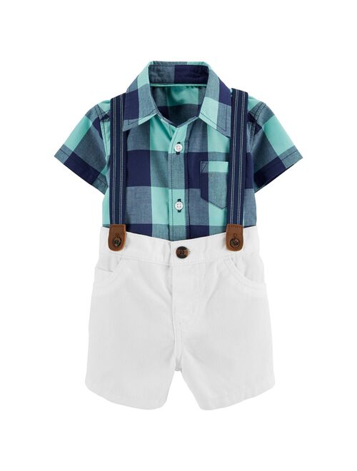 Baby Boy Carter's 3-Piece Checkered Plaid Bodysuit & Shorts Set