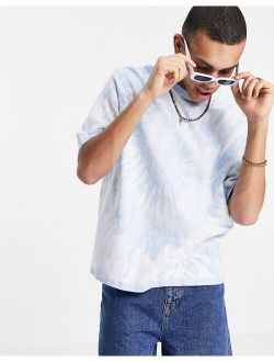 knitted tie dye effect t-shirt in blue and white