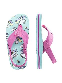 FITORY Kids Flip Flops, Boys Thong Girls Sandals with Back Strap for Beach(Toddler/Little Kid)