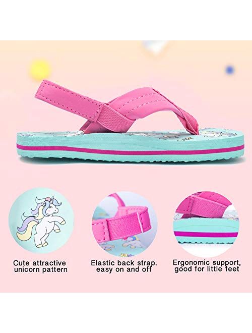FITORY Kids Flip Flops, Boys Thong Girls Sandals with Back Strap for Beach(Toddler/Little Kid)
