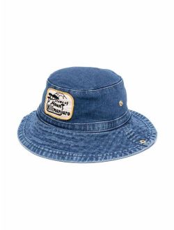 logo-patch denim bucket hat