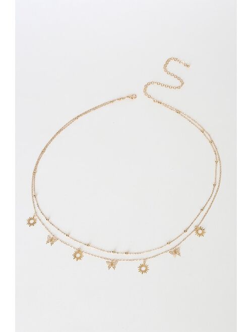 Lulus Sweetest Charm Gold Layered Body Chain
