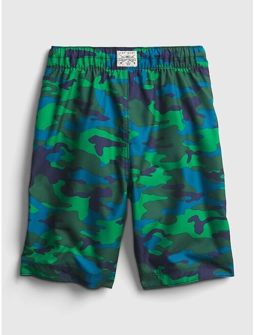 GAP Kids 100% Recycled Polyester Camo Swim Board Shorts