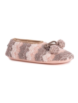 Printed Sherpa Pom Ballerina Slippers