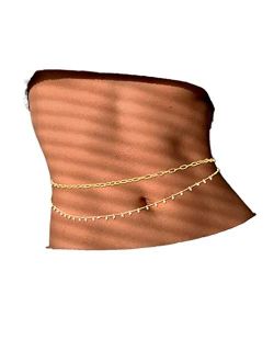 Pearl Waist Chains Gold Layered Belly Body Chain Beach Summer Body Jewelry Accessiores for Women and Girls