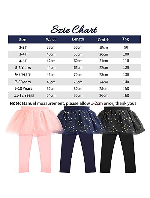BOOPH Little Girls Leggings Pants with Tutu Skirts Kids Culottes Footless Tights