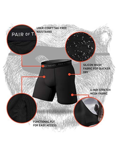 Pair of Thieves Super Fit Men’s Long Leg Boxer Briefs, 3 Pack Underwear, AMZ Exclusive