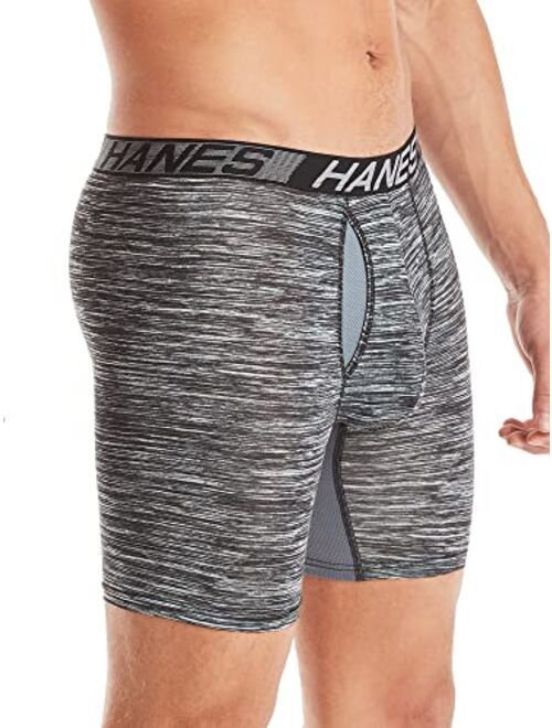 Hanes Total Support Pouch Men's Long Leg Boxer Briefs Pack, Anti-Chafing, Moisture-Wicking Underwear with Cooling (Trunks Available)