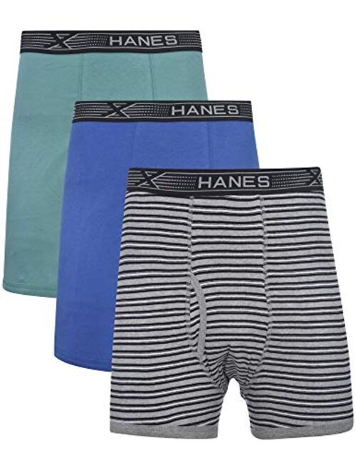 Hanes Men's 3-Pack Tagless 100% Cotton Long Leg Boxer Briefs with X-Temp and FreshIQ Technology - Extended Sizes