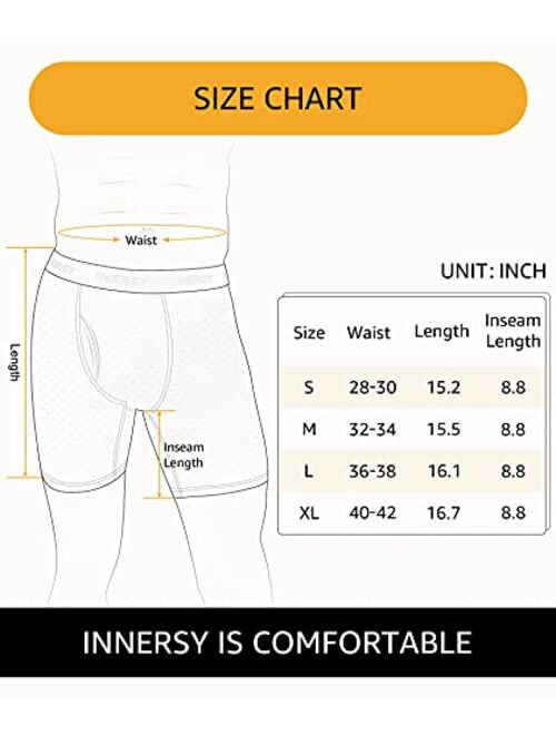 INNERSY Men's Soft Mesh Underwear Lightweight Breathable Long Leg Performance Boxer Briefs with Fly 3 Pack