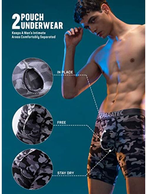 Separatec Men's Underwear long leg Active Sport Cool Dry Performance Boxer Briefs 3 Pack