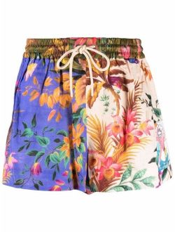 Tropicana print drawstring shorts