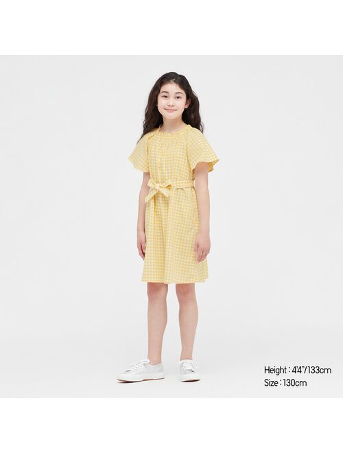 UNIQLO Gingham Short-Sleeve Dress For Girls