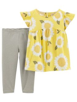 Toddler Girls 2-Piece Sunflower T-shirt and Capri Leggings Set
