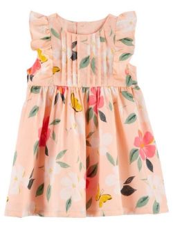 Baby Girls Floral Sateen Dress with Diaper Cover