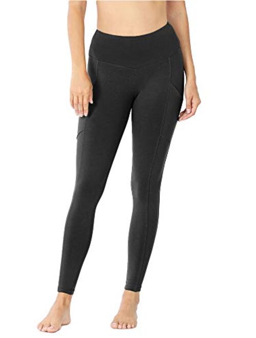 KOGMO Womens Active Workout Full Length Cotton Leggings with Pockets (S-XL)