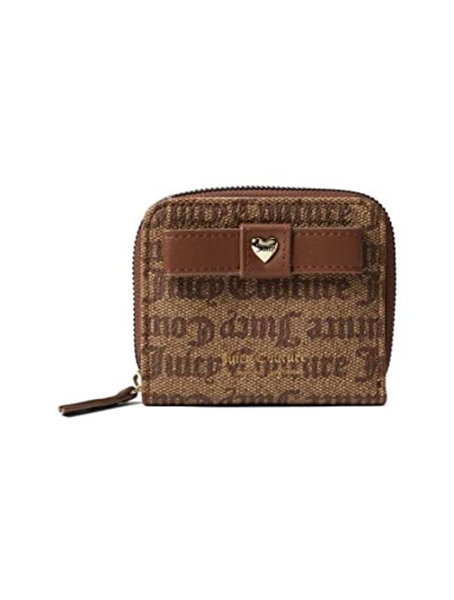 Juicy Couture Peekaboo Small Coin Zip Around Gothic Printed Chestnut Chino Wallet