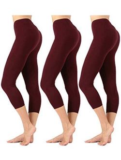 Womens Premium Cotton Comfortable Stretch Capri Leggings 19in Inseam
