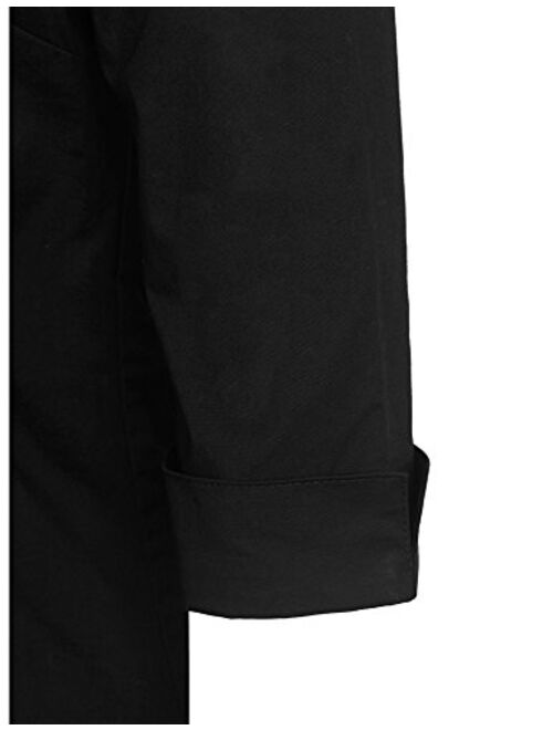 KOGMO Womens Classic Solid 3/4 Sleeve Button Down Blouse Dress Shirt (S-3X)