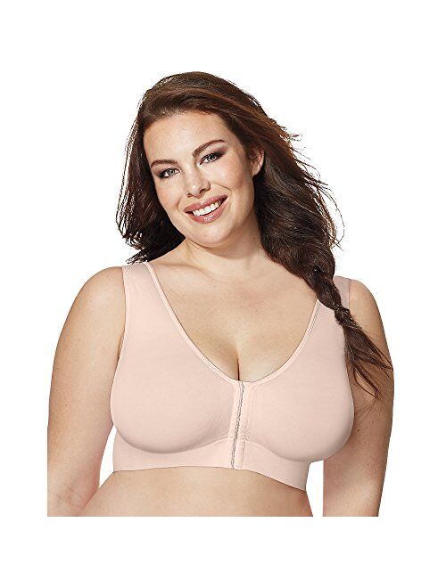 JUST MY SIZE women's Hook-and-eye Front Closure Seamless Bra