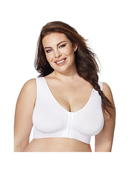 JUST MY SIZE women's Hook-and-eye Front Closure Seamless Bra