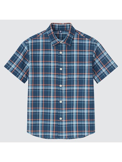 UNIQLO Polyester Checkered Short-Sleeve Shirts