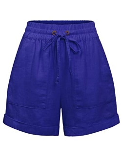 Womens Lightweight Linen Shorts with Drawstring (10 Colors)