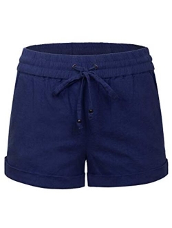 Womens Lightweight Linen Shorts with Drawstring (10 Colors)