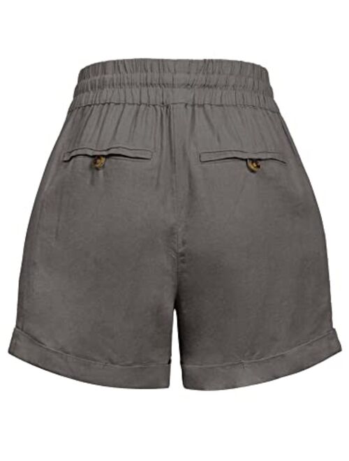 KOGMO Womens Lightweight Linen Shorts with Drawstring (10 Colors)